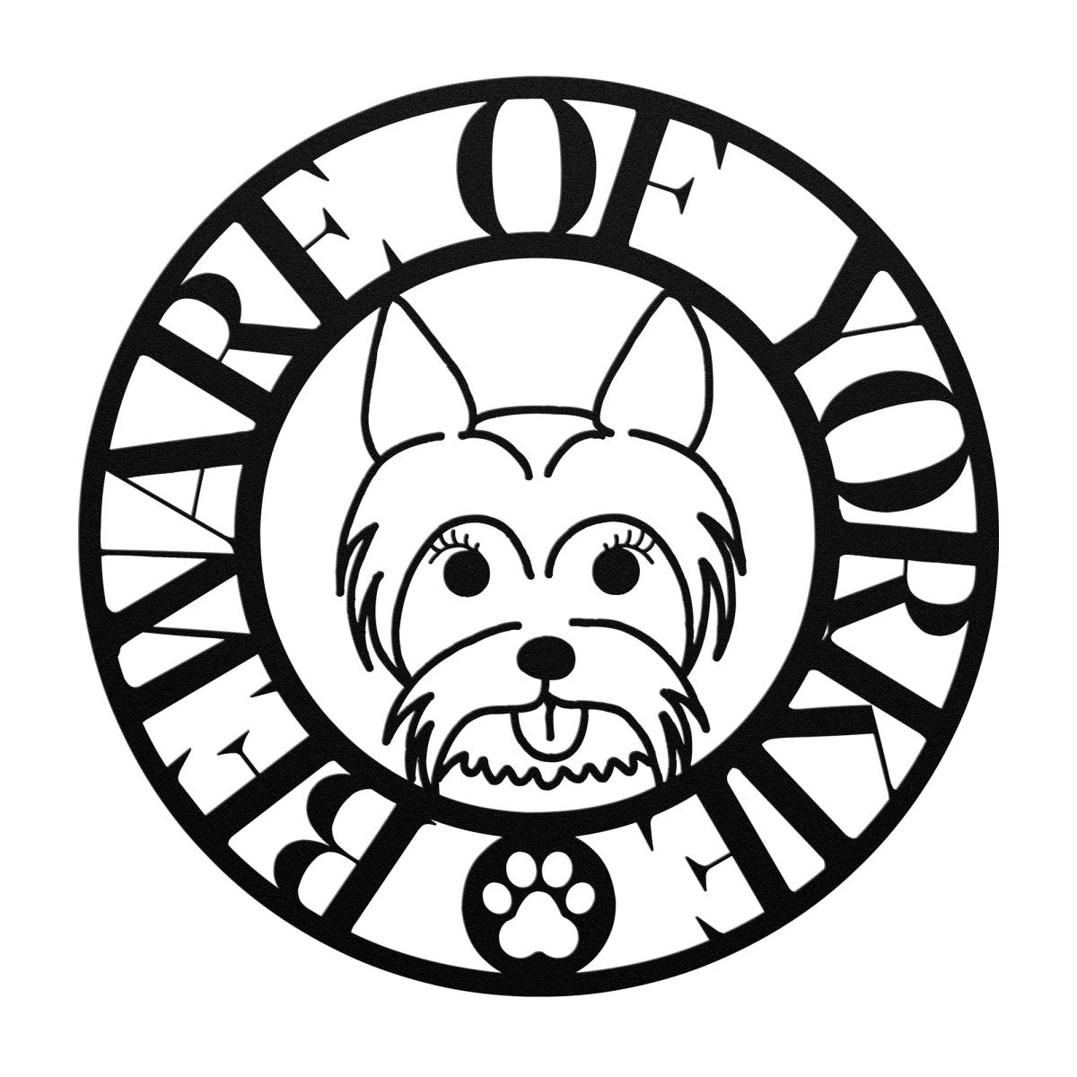 Beware of Yorkie Metal Wall Sign - Male - Cool Gear Pro