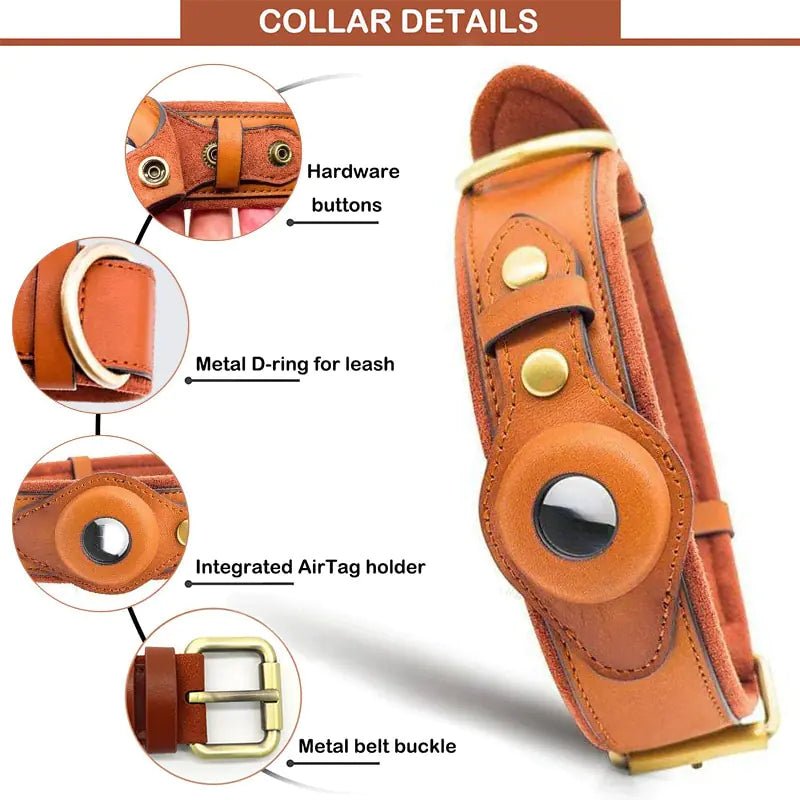 Leather Anti-Lost Dog Collar - Cool Gear Pro